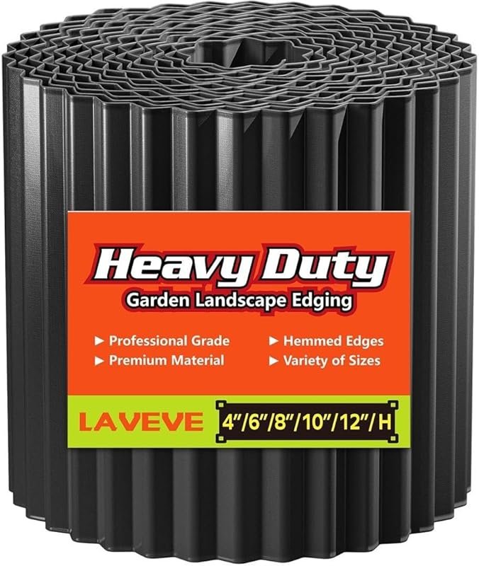 LAVEVE Black Corrugated Metal Garden Edging, 6
