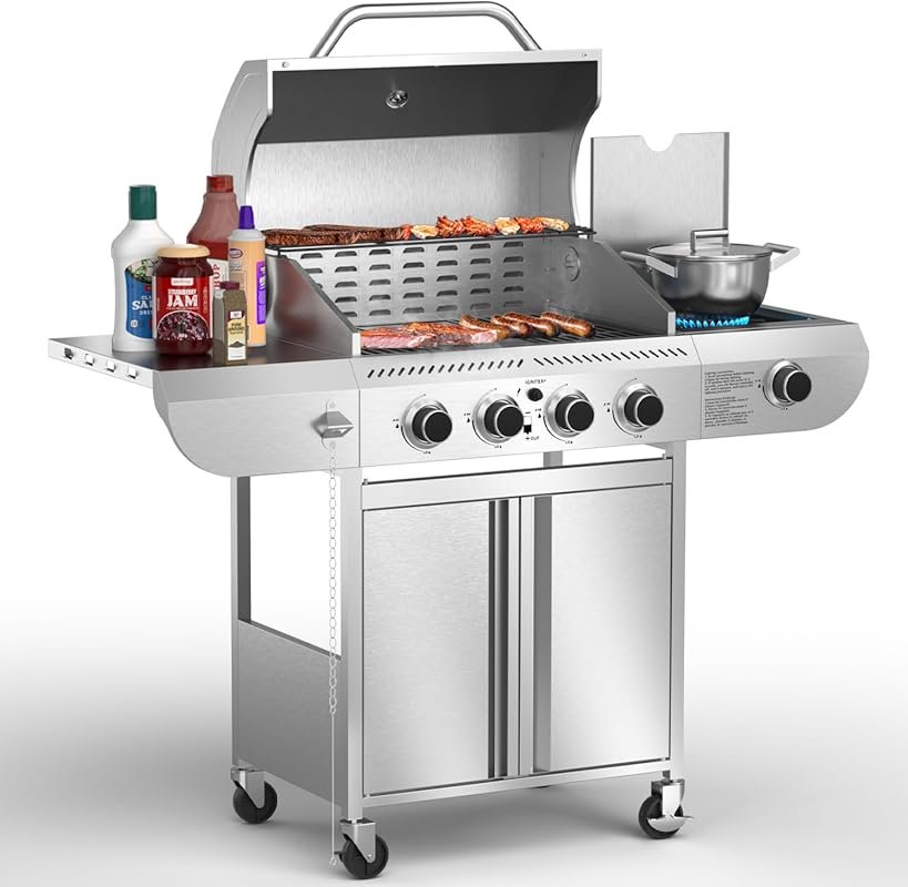 Electactic G41 Pro 4-Burner Heavy-Duty Stainless Steel Gas Grill with