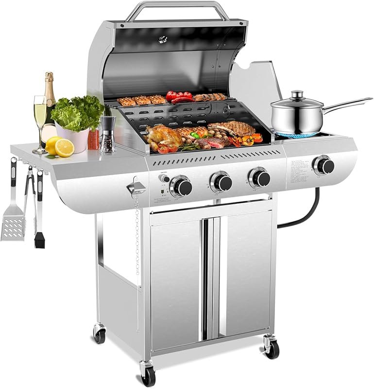 G31 PRO: 34000 BTU 3-Burner Stainless Steel Propane Gas Grill with Sid