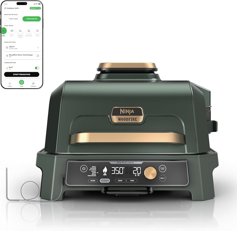 Ninja Woodfire Pro Connect XL Outdoor Grill & Smoker with App & Thermo